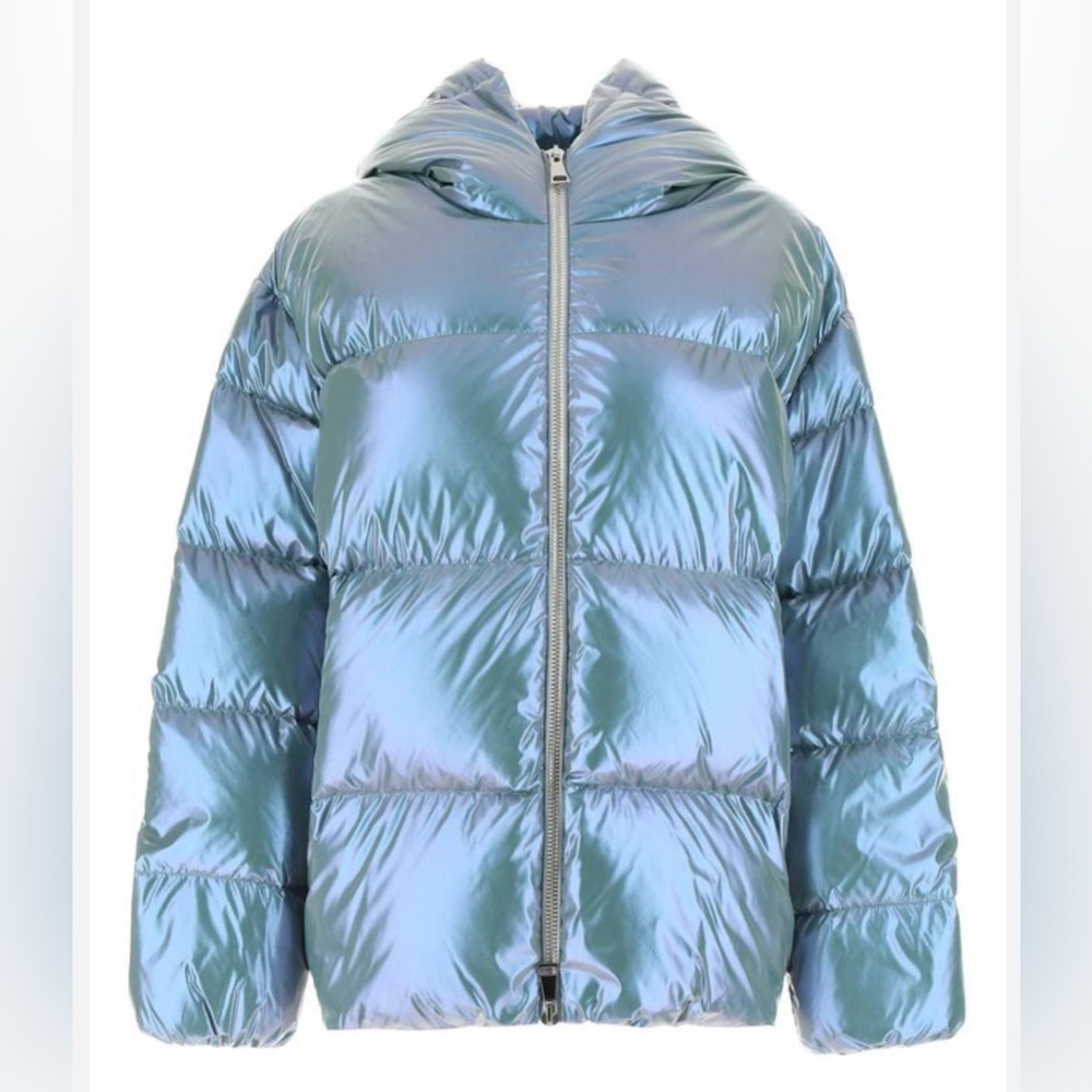 NWT Moncler Frasne Short Down Jacket - 700 Iridescent Blue - Picture 2 of 16
